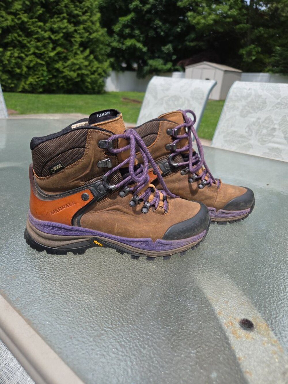 Merrell Crestbound GORE-TEX Waterproof Leather Hiking Boots Vibram Size 7 - Picture 3 of 9